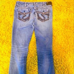 Silver jeans light wash flair leg